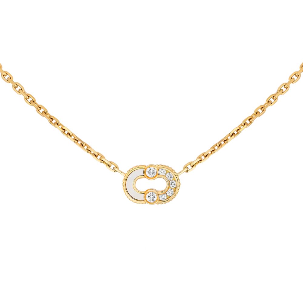 Viltier 18k Yellow Gold  Diamond & Mother Of Pearl Magnetic Semi Necklace